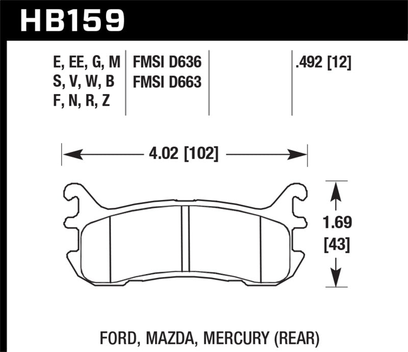 Hawk 94-05 Miata / 01-05 Normal Suspension Blue 9012 Race Rear Brake Pads (D636) KHB159E.492