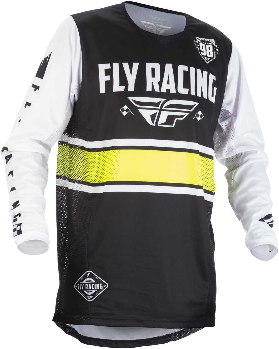 FLY RACING Kinetic Era Jersey Black/White Yl 371-420YL