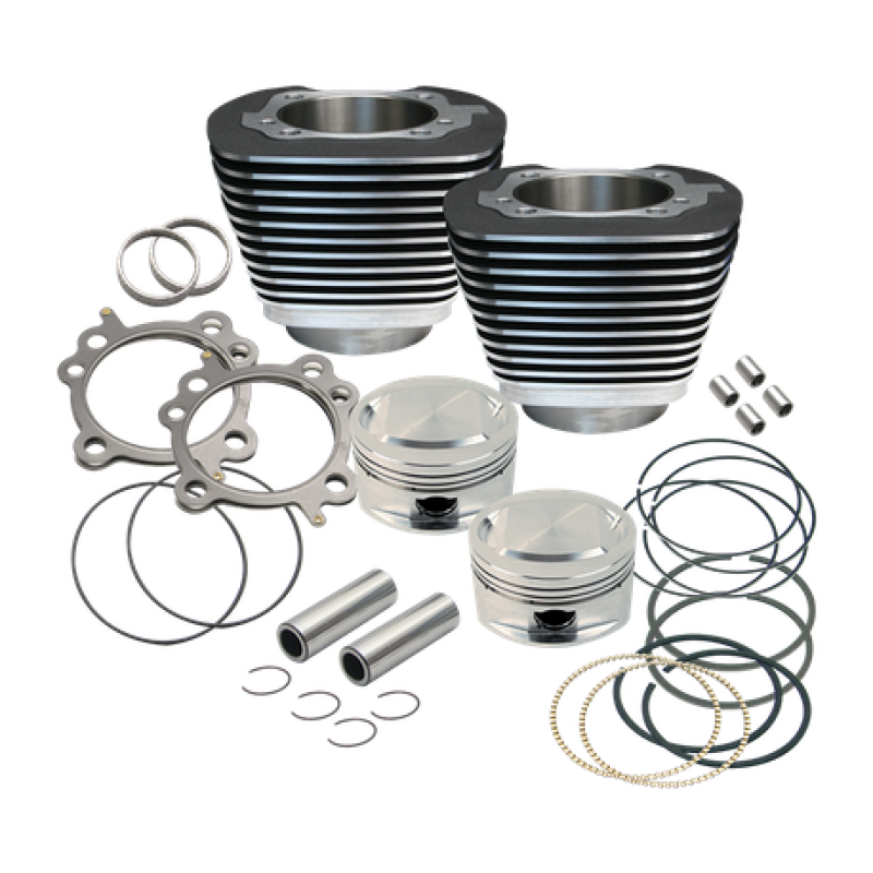 S&S Cycle 99-06 BT Replacement 3-7/8in Bore Cylinder & Piston Kit For S&S 95in Big Bore Kits- Wblack