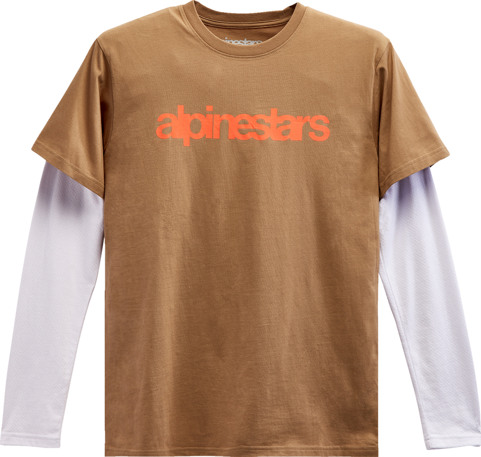 ALPINESTARS Stack Long-Sleeve T-Shirt - Sand/Warm Red - Large 1213713002331L