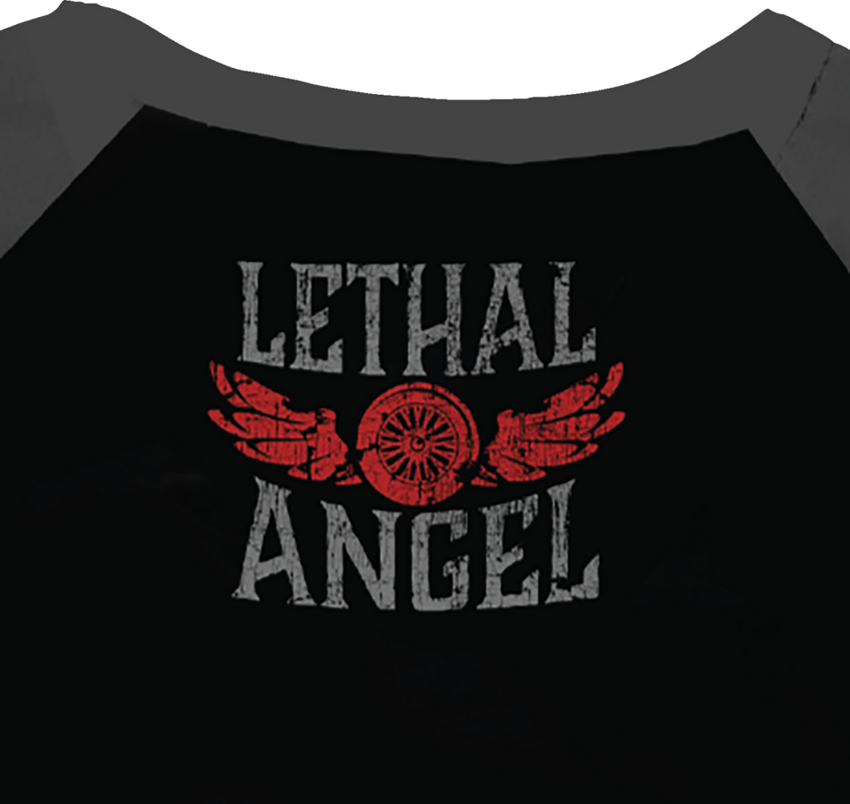 LETHAL THREAT Women's Fast & Fearless Raglan Sleeve Shirt - Black/Gray - 1XL LA70203-1X