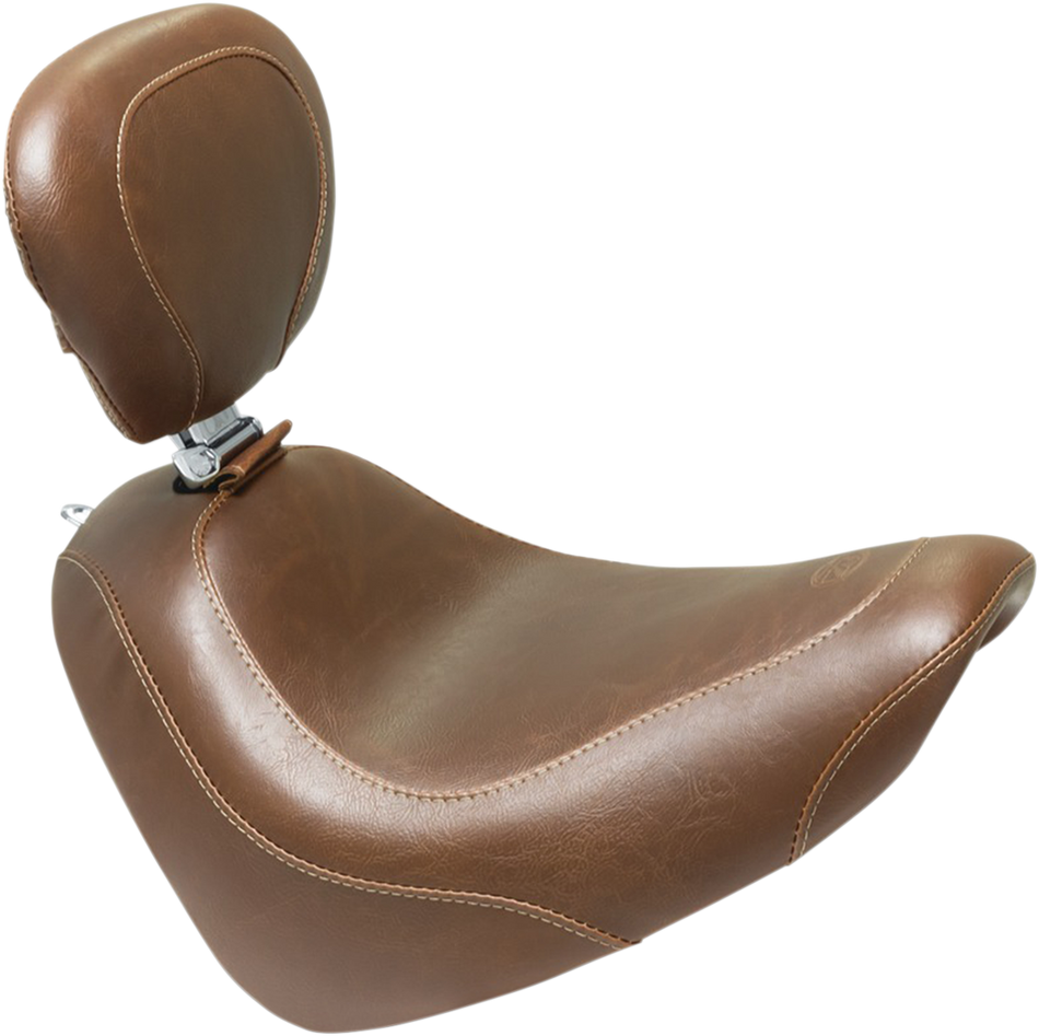 MUSTANG Seat - Wide Tripper Solo - with Backrest - Smooth - Brown 83010
