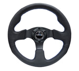 NRG Reinforced Steering Wheel (320mm) Black Leather w/Blue Stitching RST-012R-BL