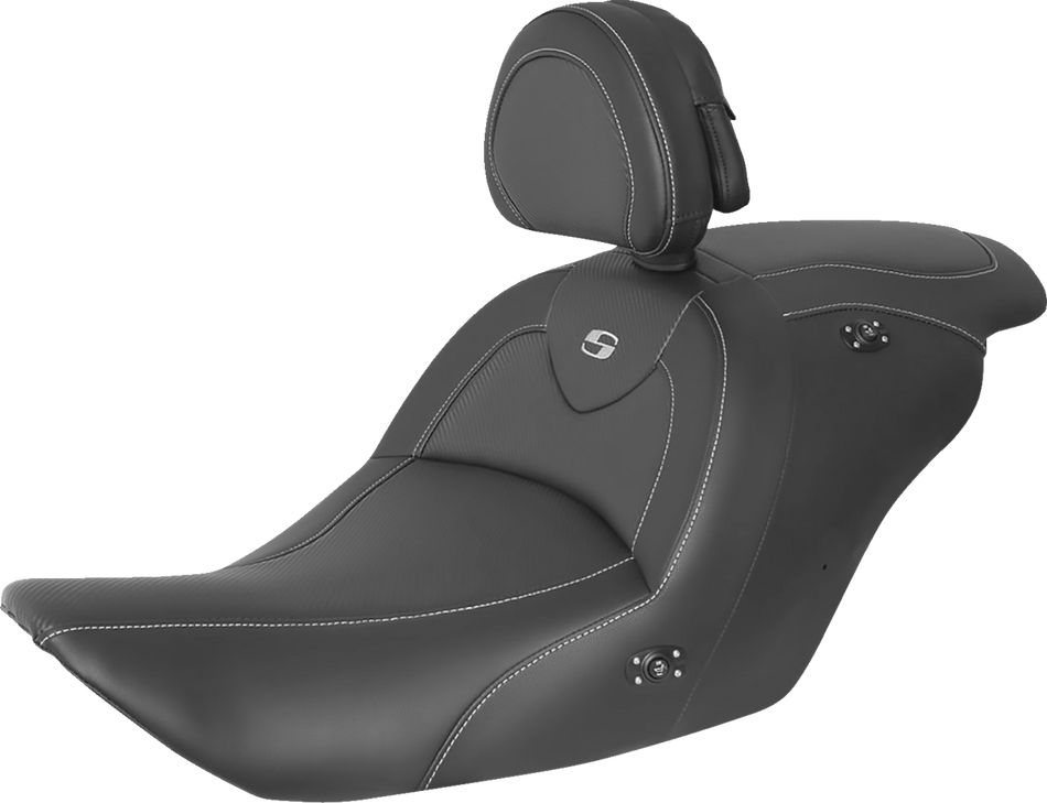 SADDLEMEN Roadsofa Carbon Fiber Heated Seat - Black - with Backrest - GL1800 '14-'17 H23-20-185BRHCT