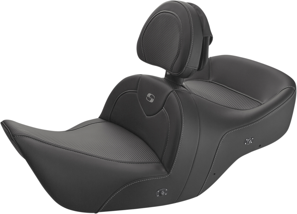 SADDLEMEN Heated Roadsofa Seat - Carbon Fiber - Includes Backrest - Black - GL H01-07-185BRHCT