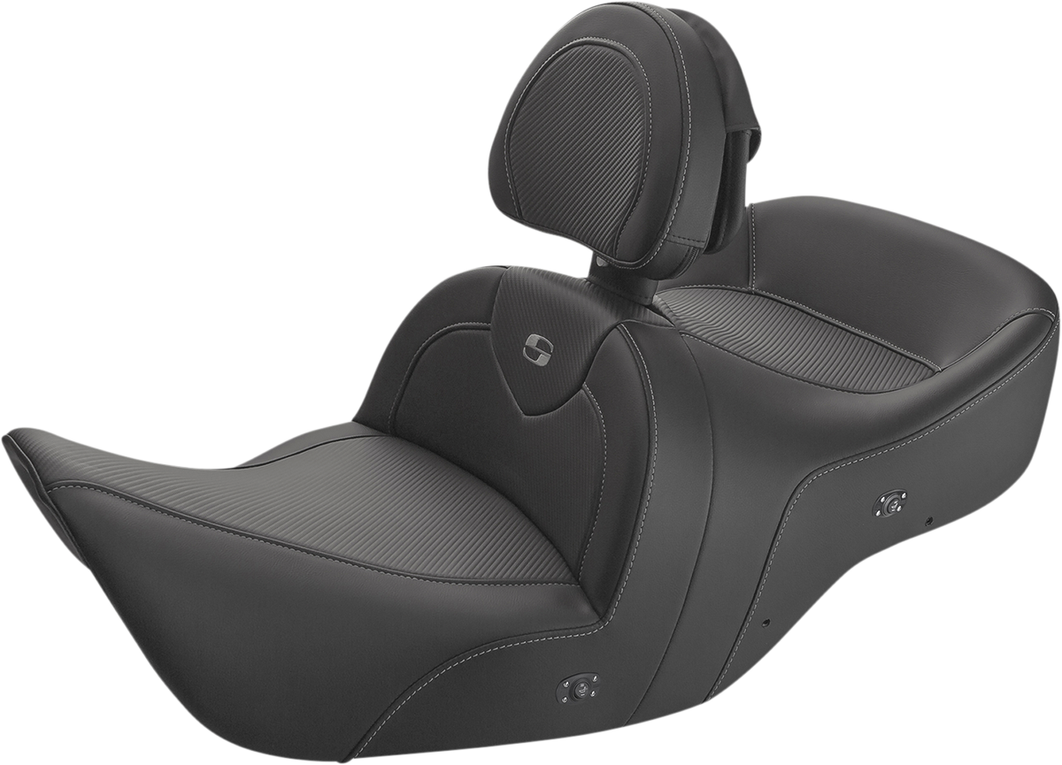 SADDLEMEN Heated Roadsofa Seat - Carbon Fiber - Includes Backrest - Black - GL H01-07-185BRHCT