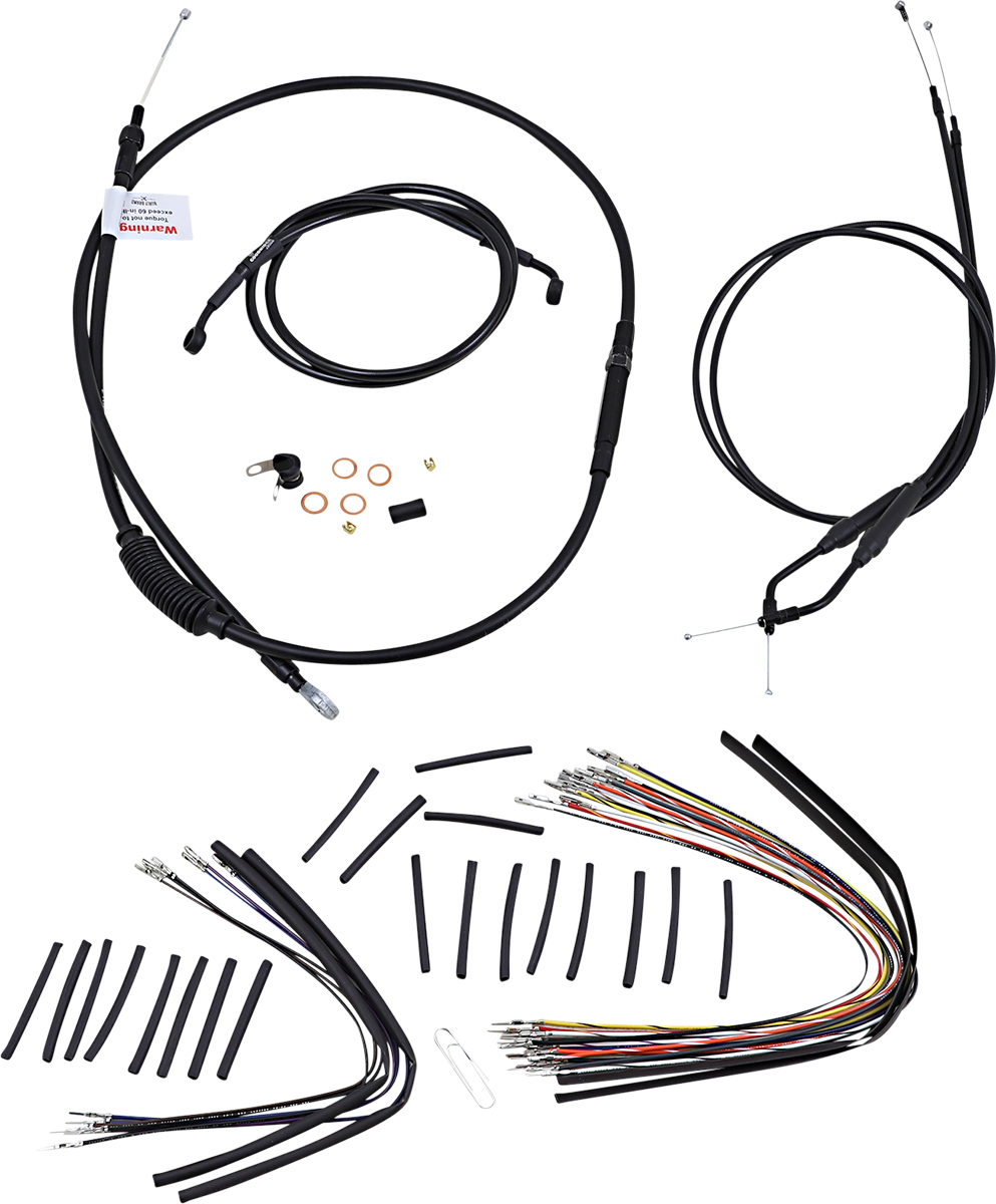 BURLY BRAND Cable Kit - Jail Bar - 14" Handlebars - Black Vinyl B30-1141