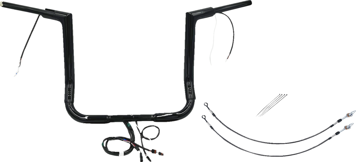 FAT BAGGERS INC. Handlebar Kit - Flat Top - 14" - Black 601214-B