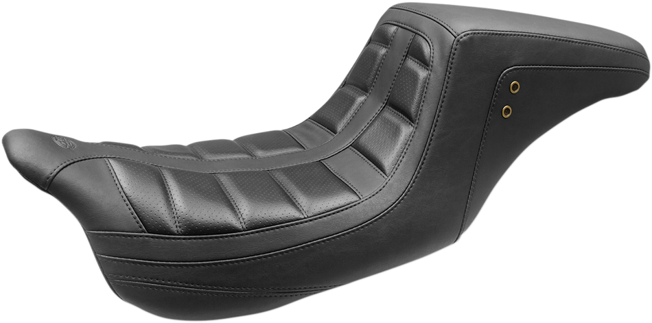 MUSTANG Squareback One-Piece Seat - Tuck and Roll - Black w/ Black Stitching 75239