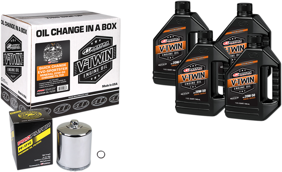 MAXIMA RACING OIL Evo/XL Quick Oil Change Kit - Chrome Filter 90-069014PC