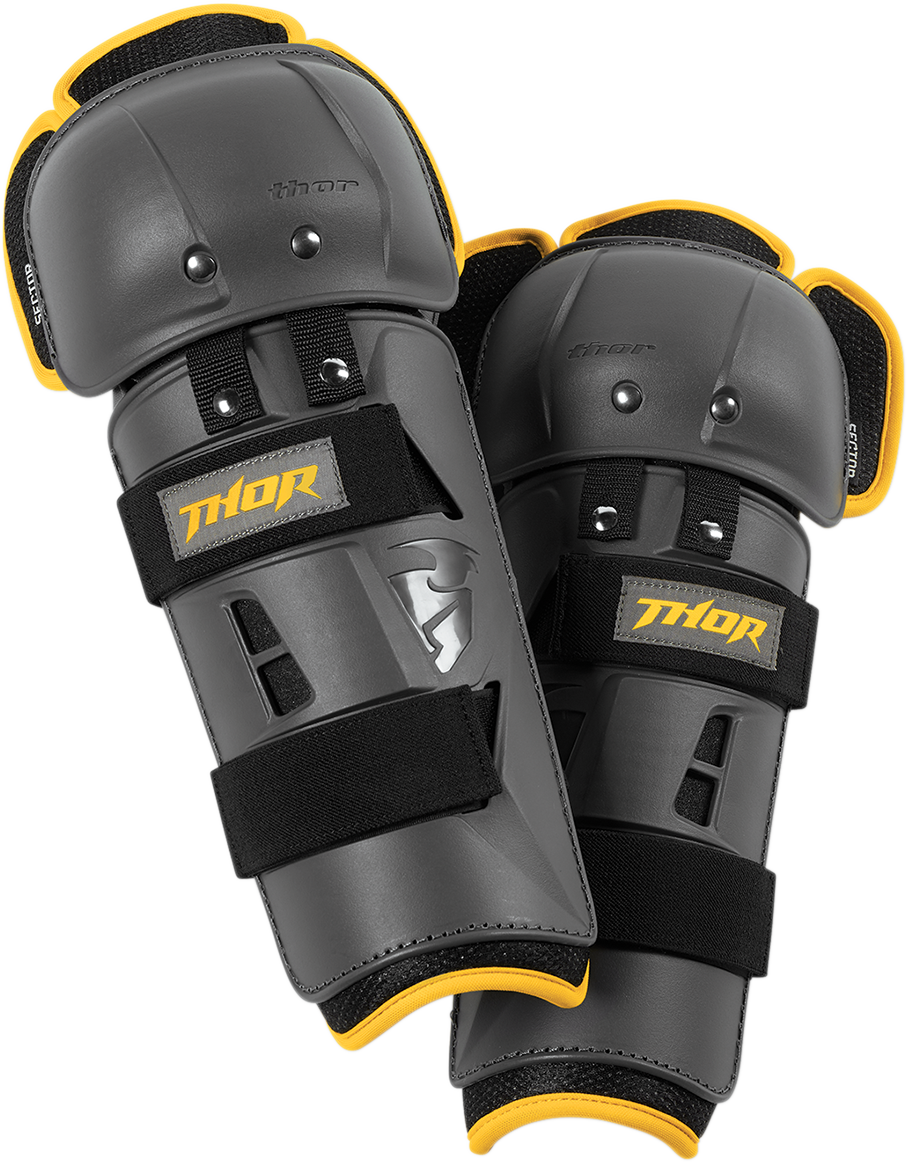 THOR Youth Sector GP Knee Guards - Charcoal/Yellow 2704-0430