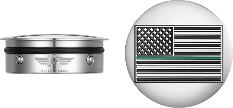 FIGURATI DESIGNS Swing Arm Covers - Green Line American Flag - Custom - Reversed FD72-AFGL-SS