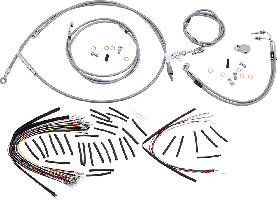BURLY BRAND Kit de cable de manillar/línea de freno - Completo - Manillar Ape Hanger de 18" - Acero inoxidable B30-1096 