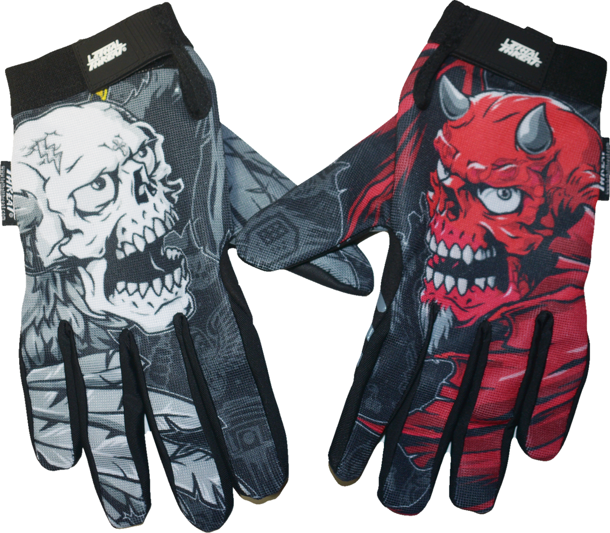 LETHAL THREAT Good N Evil Skulls Gloves - Black - Medium GL15021M