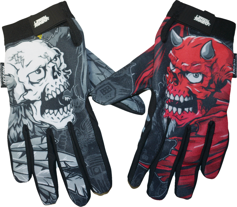 LETHAL THREAT Good N Evil Skulls Gloves - Black - Large GL15021L