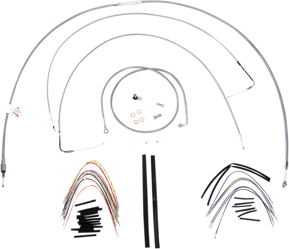 BURLY BRAND Handlebar Cable/Brake Line Kit - Complete - 18" Ape Hanger Handlebars - Stainless Steel B30-1057