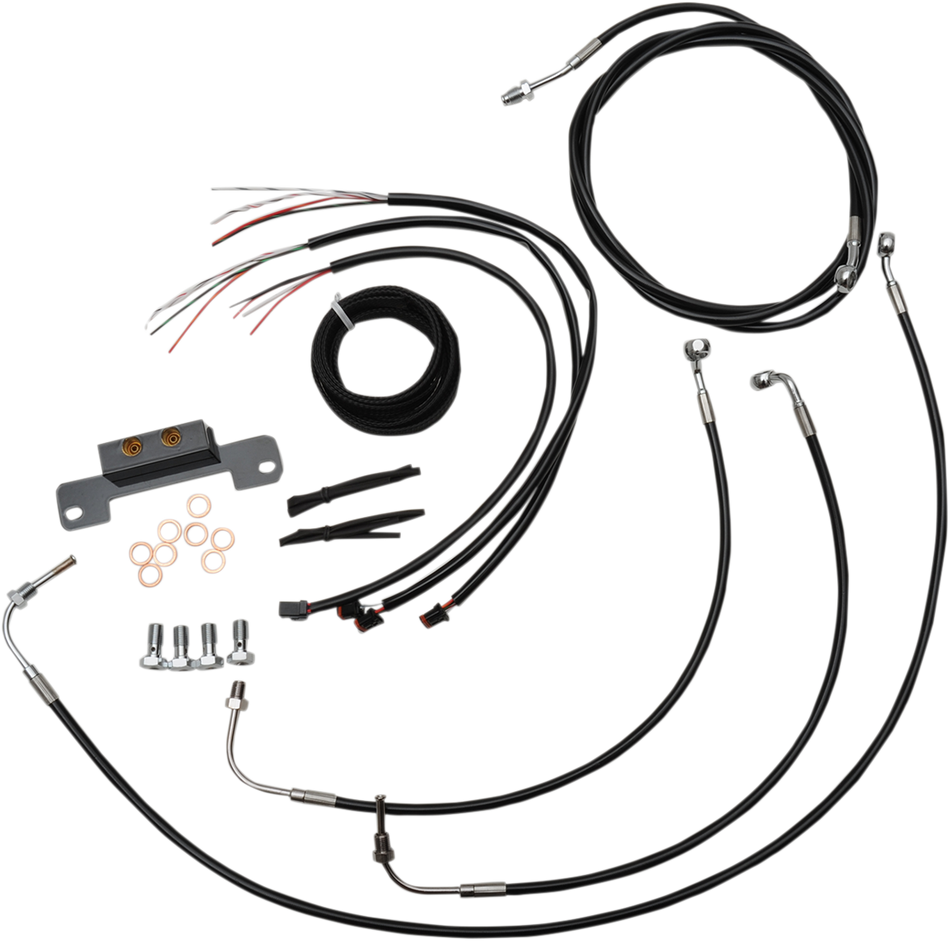 LA CHOPPERS Kit de cable de manillar/línea de freno - Completo - Manillar Ape Hanger de 18" - 20" - Vinilo negro LA-8055KT2-19B 