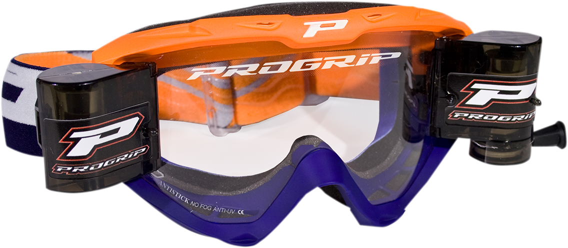 PRO GRIP 3450 Riot Roll Off Goggles - Fluorescent Orange/Blue PZ3450ROAFBL