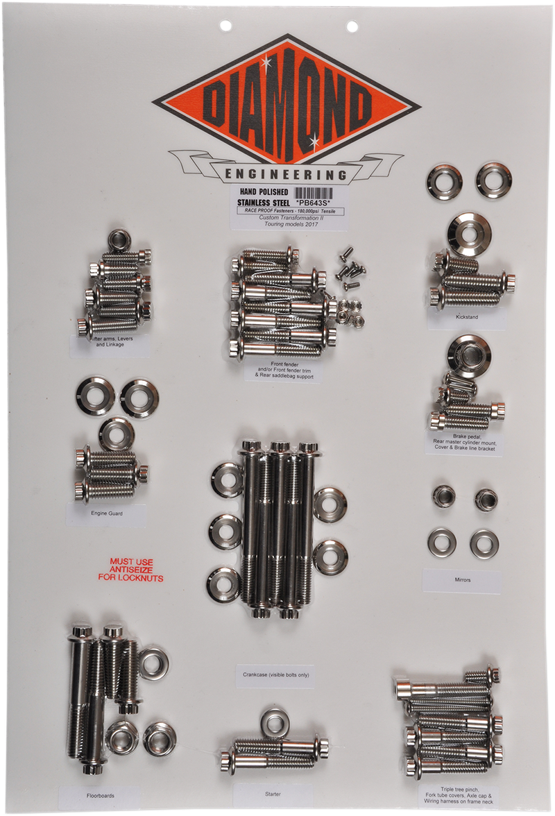 Kit de pernos DIAMOND ENGINEERING - Transformación - 12 puntos - Touring PB643S 