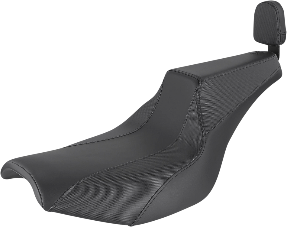 SADDLEMEN Seat - Signature Series - With Passenger Backrest Pad - Gripper - Black FD88209