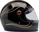 BILTWELL Gringo S Helmet - Gloss Black Flames - Medium 1003-567-503