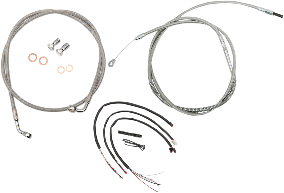 LA CHOPPERS Kit de cable de manillar/línea de freno - Completo - Manillar Ape Hanger de 15" - 17" - Inoxidable LA-8153KT2-16 