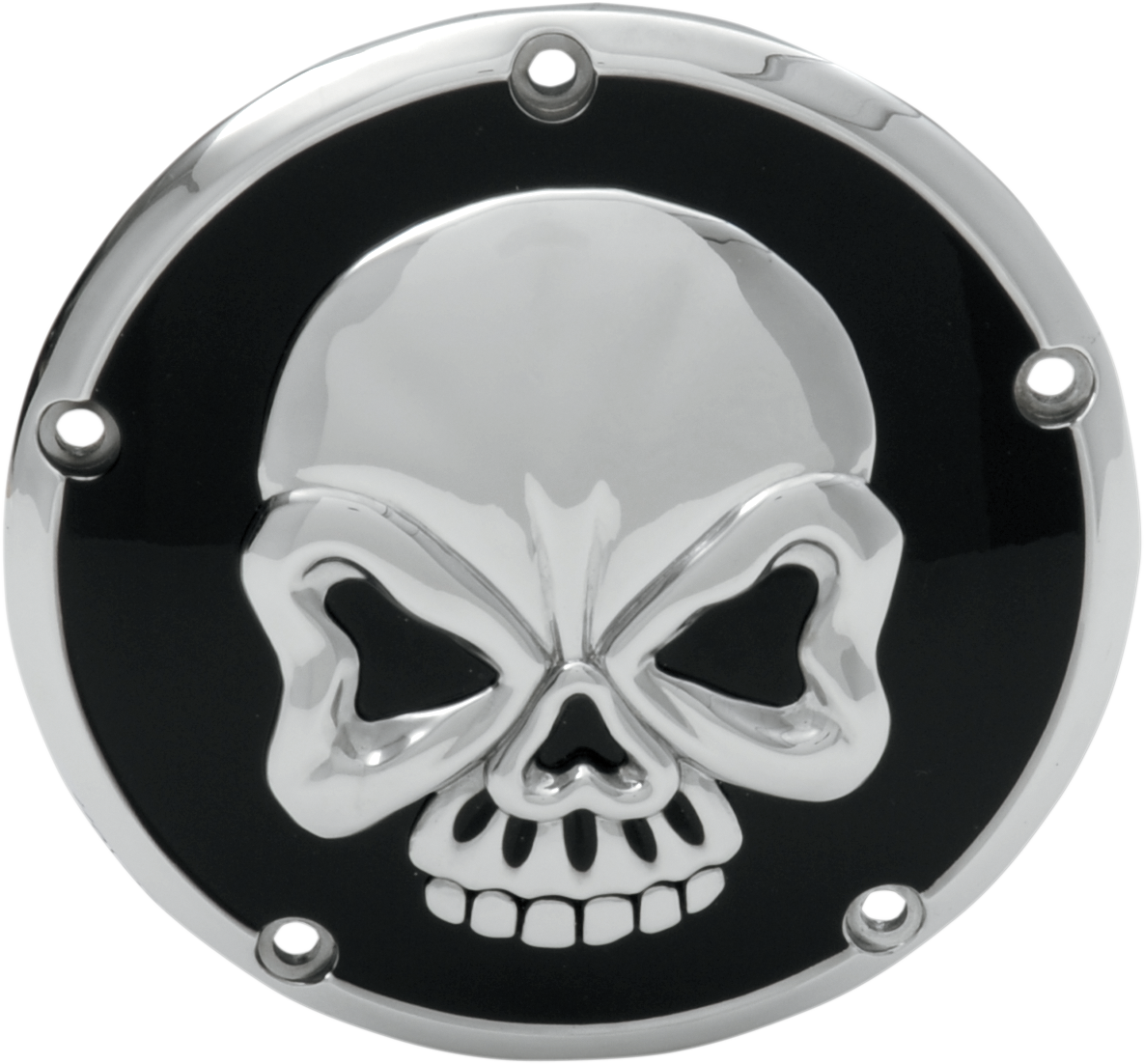 DRAG SPECIALTIES Derby Cover - Chrome/Black - Skull 301019