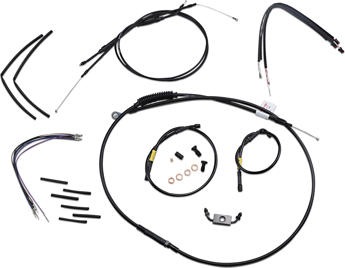 BURLY BRAND Cable Kit - Jail Bar - 14" Handlebars - Black Vinyl B30-1211