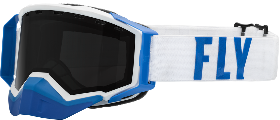 FLY RACING Zone Pro Snow Goggle Wht/Blue W/ Polarized Smoke Lens 37-50339