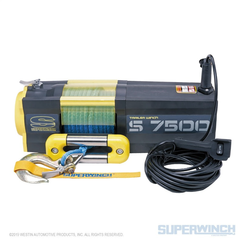 Superwinch 7500 LBS 12V DC 5/16in x 54ft Synthetic Rope S7500 Winch 1475201