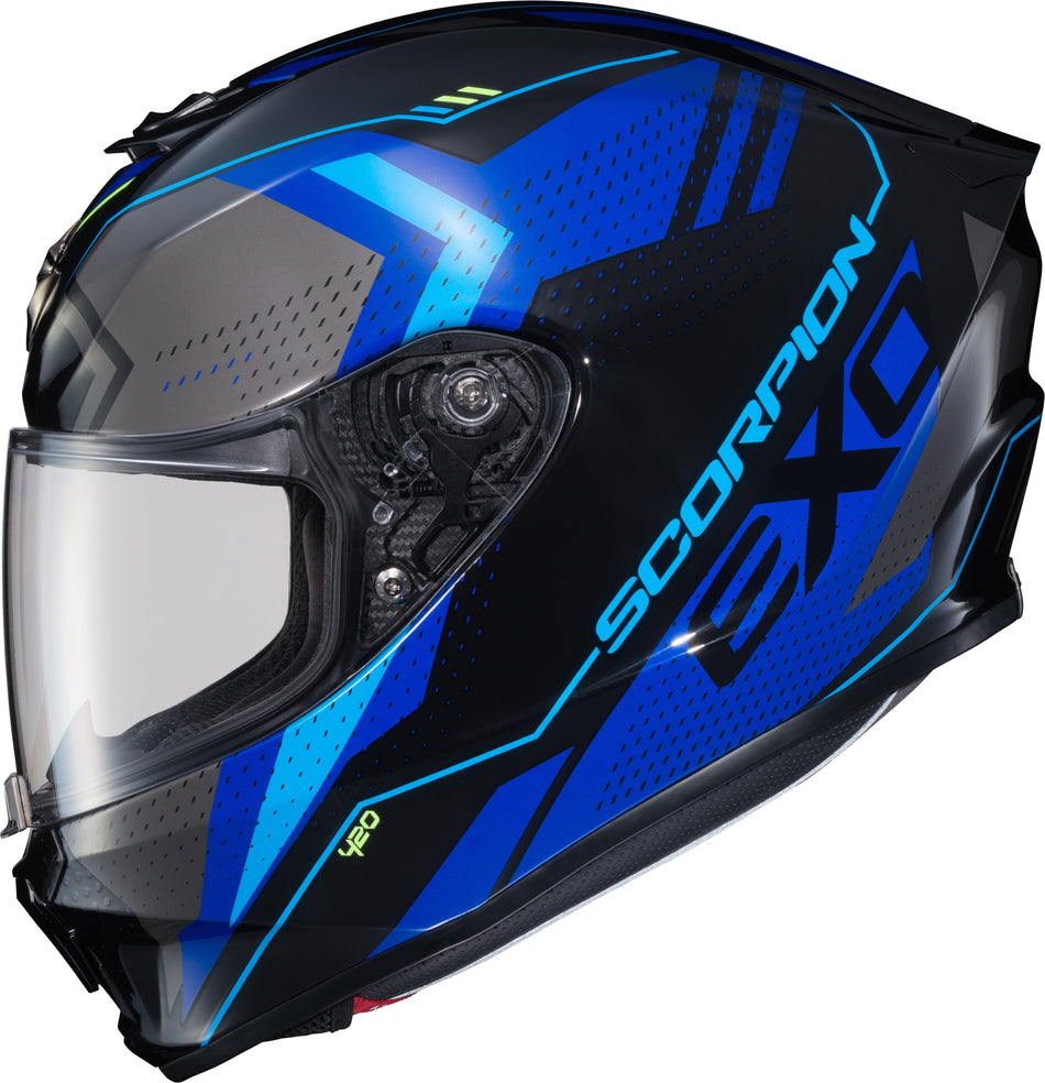 SCORPION EXO Exo-R420 Full-Face Helmet Seismic Blue Lg 42-1455