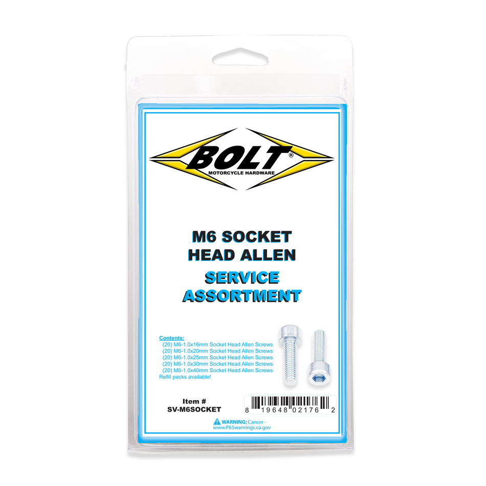 BOLT Smooth Socket Head Allen Bolt Assortment 80 Piece Kit SV-M6SOCKET