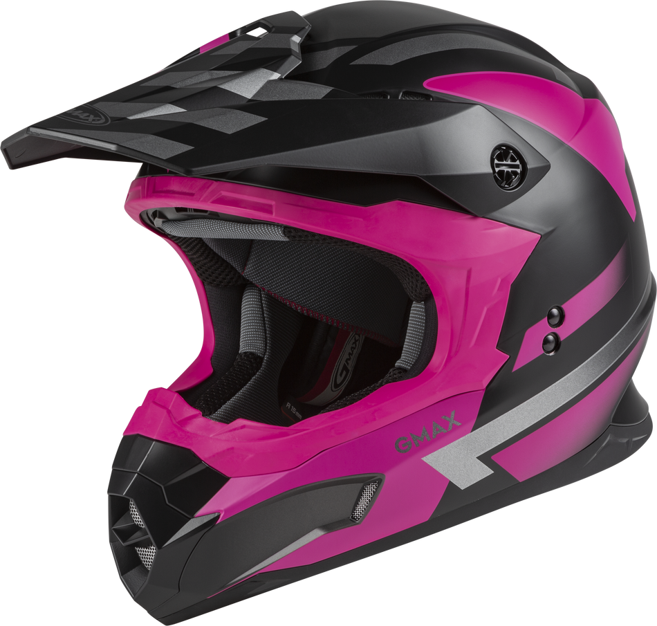 GMAX Mx-86 Off-Road Fame Helmet Matte Black/Pink/Silver Lg D3864346