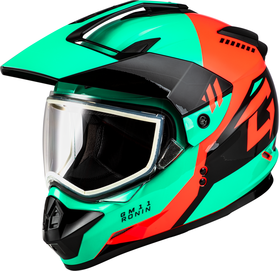 GMAX Gm-11 Ronin Helmet Black/Aqua/Coral 2x A11151178
