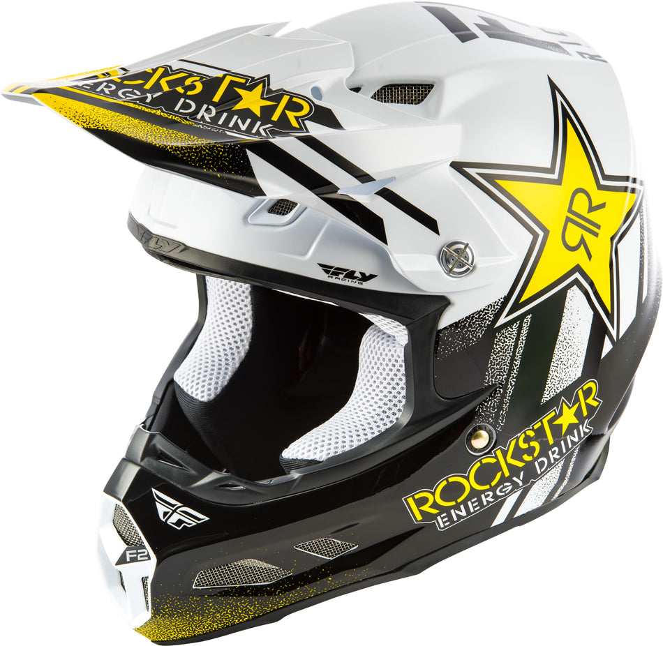 FLY RACING F2 Carbon Rockstar Helmet Black/White Lg 73-4077-7