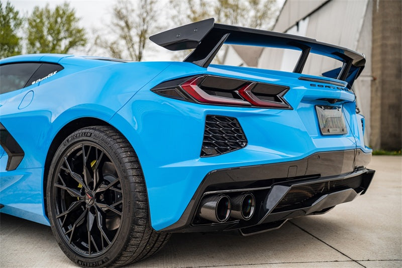 Corsa 20-23 Chevrolet Corvette C8 RWD 3in Valved Cat-Back w/AFM w/4.5in Carbon Fiber Black PVD Tips 21103CFBLK