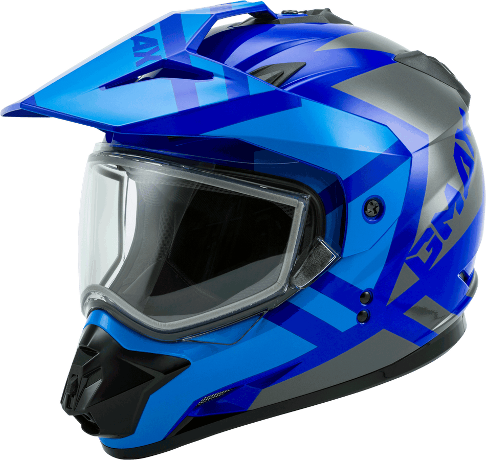 GMAX Gm-11s Dual-Sport Trapper Snow Helmet Blue/Grey 2x G2113048