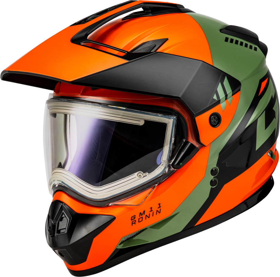 GMAX Gm-11s Ronin Snow Helmet W/ Elec Shld Orange/Grey/Black 3x A41151189