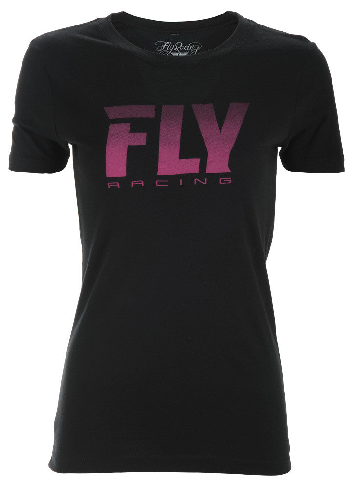 FLY RACING Logo Fade Women's Tee Black Md 356-0420M