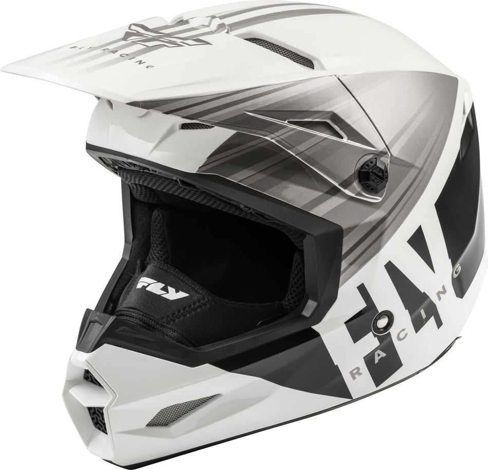FLY RACING Kinetic Cold Weather Helmet White/Grey/Black 2x 73-49462X