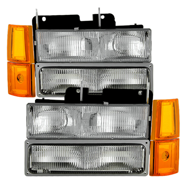 Xtune GMC Yukon 94-99 Headlights w/ Corner & Parking Lights 8pcs Sets - OEM HD-JH-GCK94-OE-C-SET 9034411