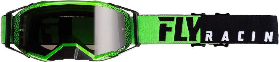 FLY RACING Zone Pro Goggle Black/Green W/Dark Smoke Lens W/Post FLA-019