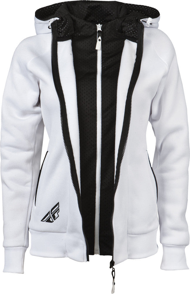 FLY RACING Track Ladies Zip Up Hoodie White/Black X 358-0084X