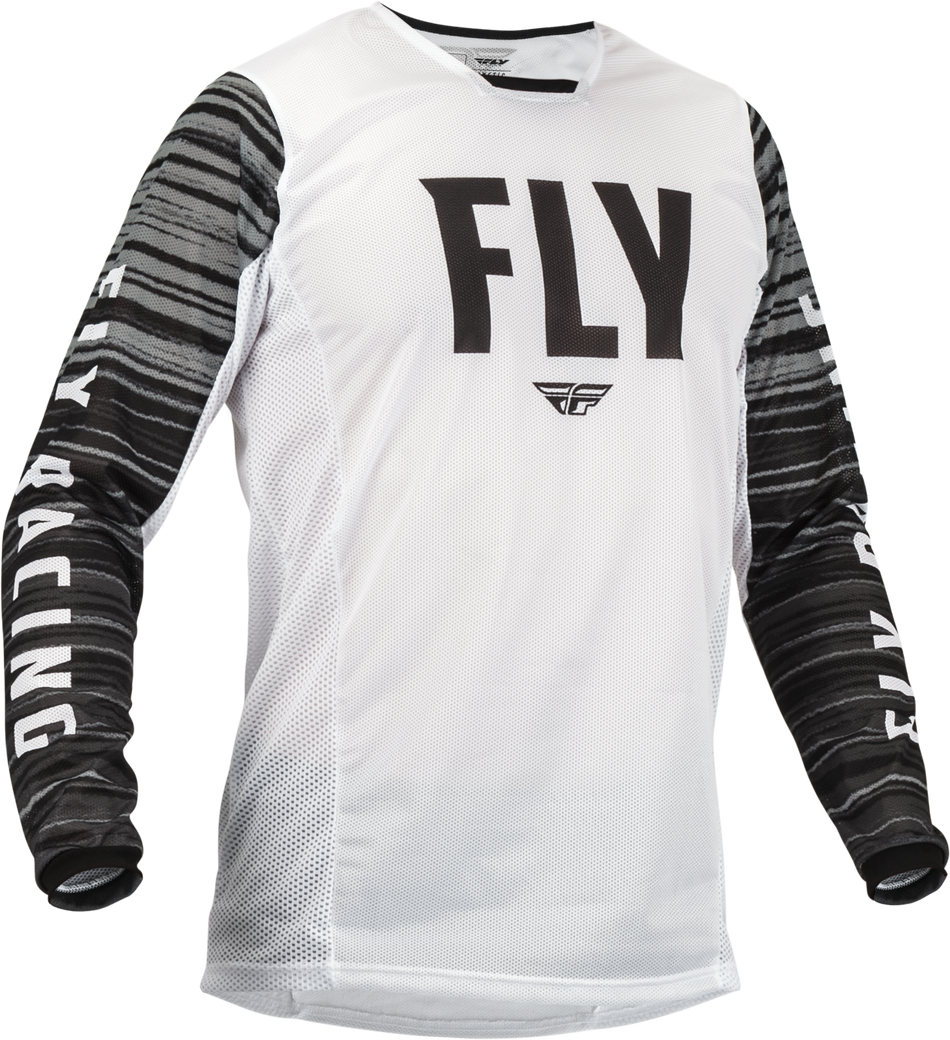 FLY RACING Kinetic Mesh Jersey White/Black/Grey Lg 376-316L