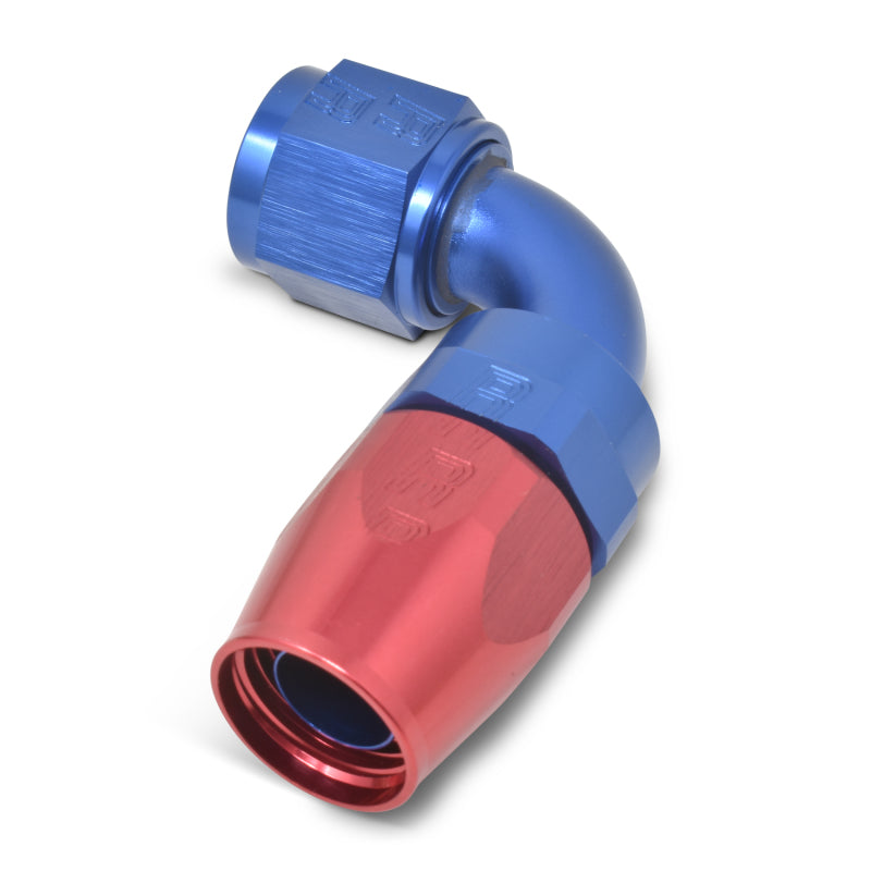 Russell Performance -10 AN Red/Blue 90 Degree Full Flow Hose End 610180