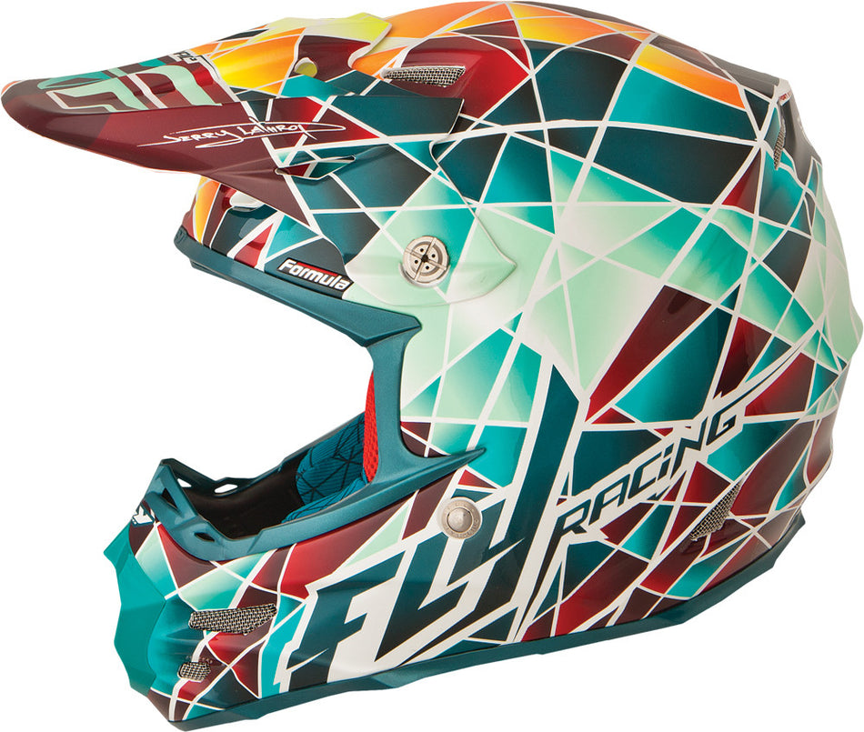 FLY RACING Formula Facet Helmet Teal/Orange/Yellow 2x 73-41042X