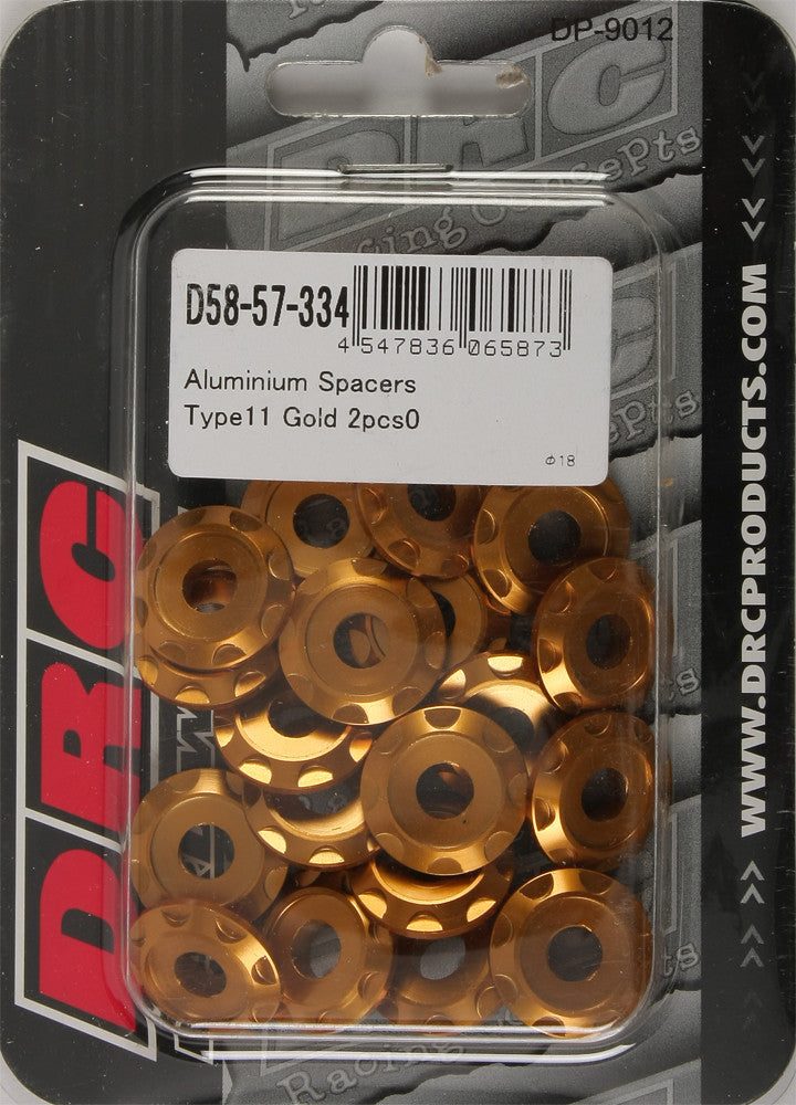 DRC Aluminum Spacers Type 11 Gold M6x12mm 20/Pk D58-57-334