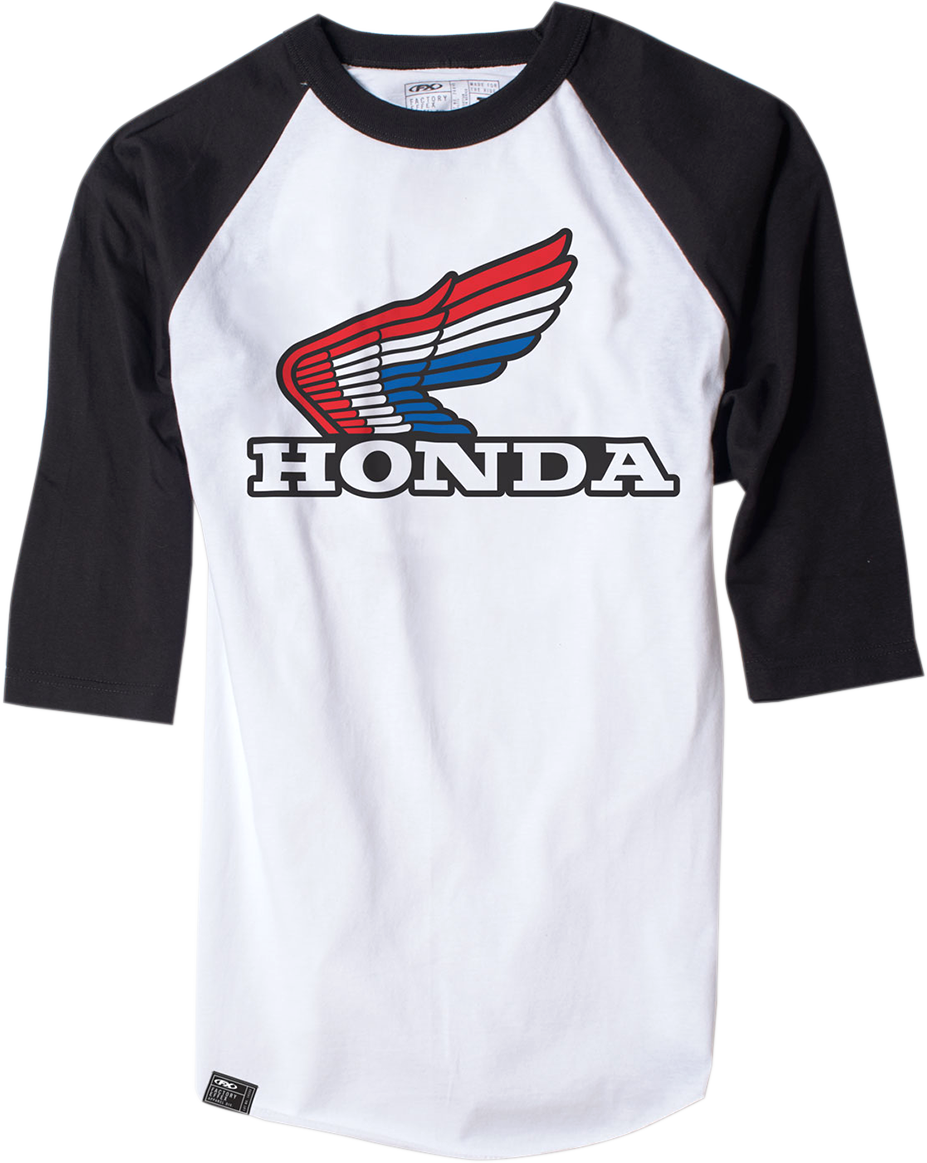 FACTORY EFFEX Vintage Honda Baseball T-Shirt - White/Black - Large 17-87334