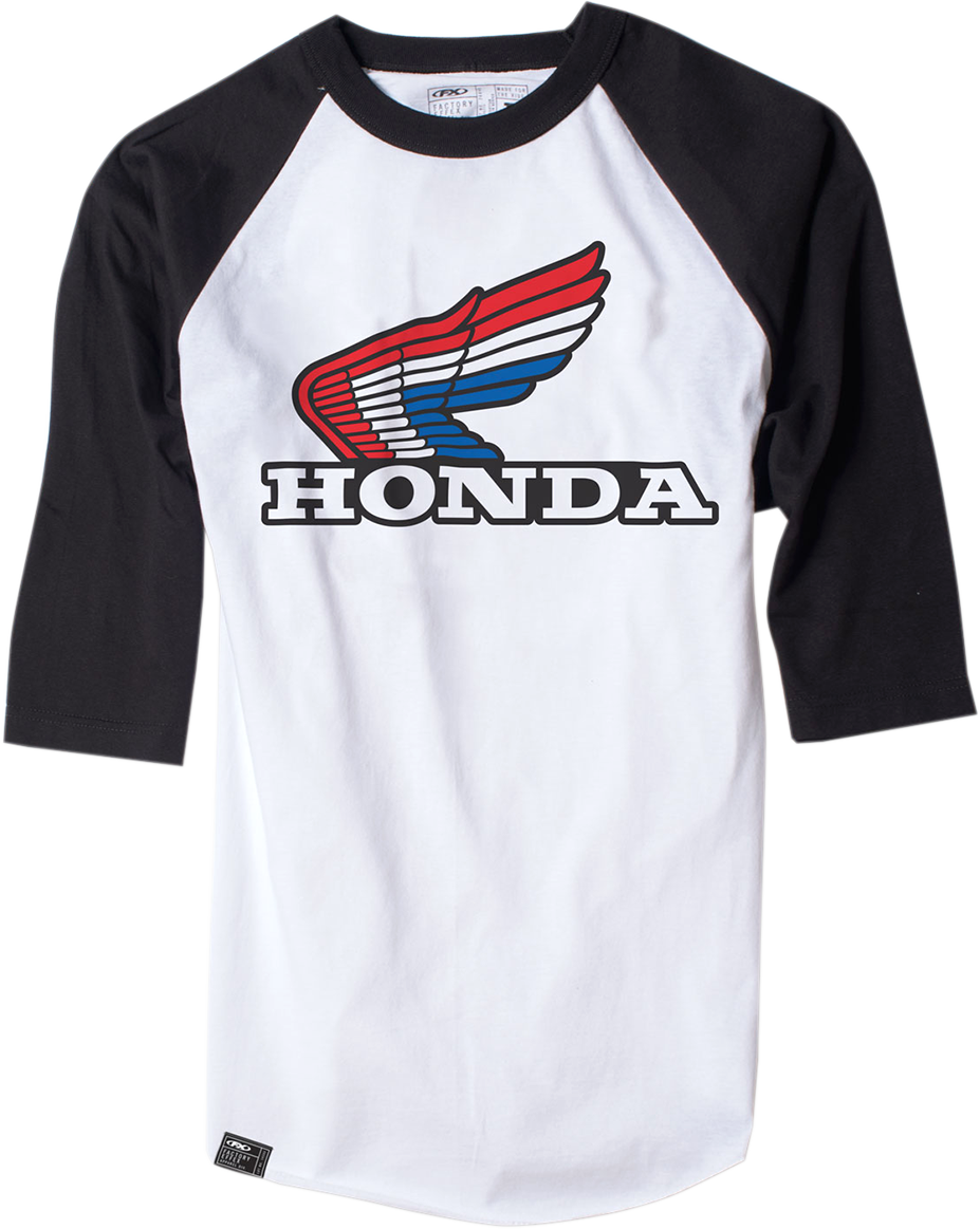 FACTORY EFFEX Vintage Honda Baseball T-Shirt - White/Black - Medium 17-87332