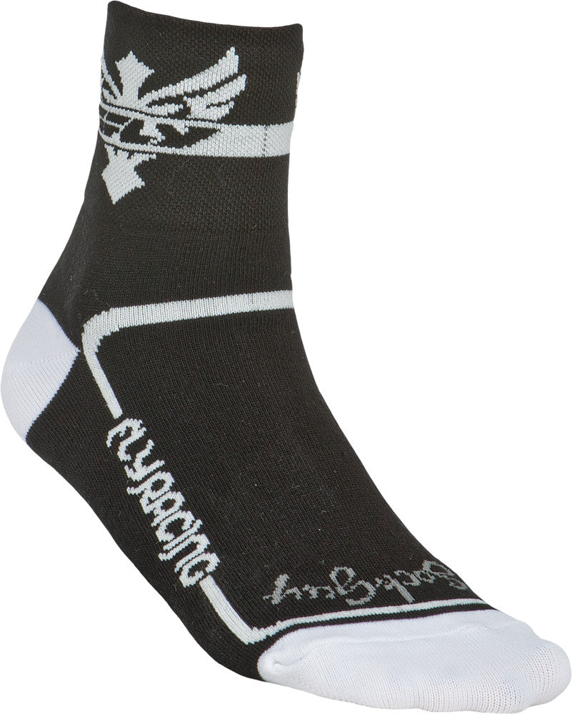FLY RACING Action Sock White/Black L-X 3" CUFF BLK/WHT L/X